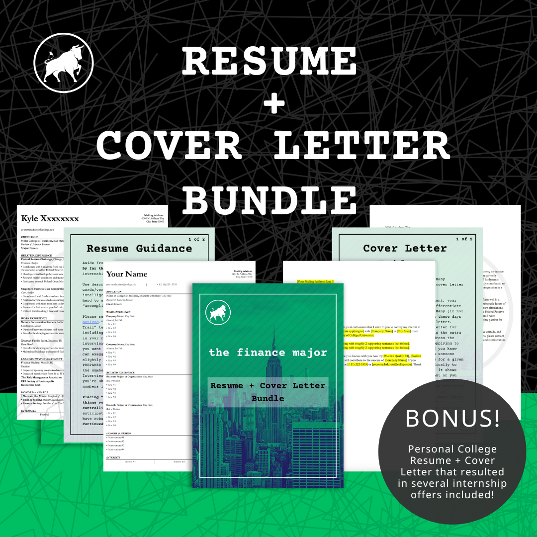 Resume + Cover Letter Template Bundle | the finance major
